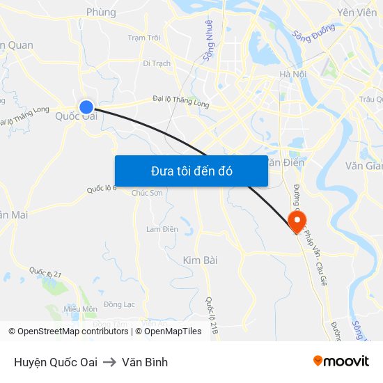 Huyện Quốc Oai to Văn Bình map