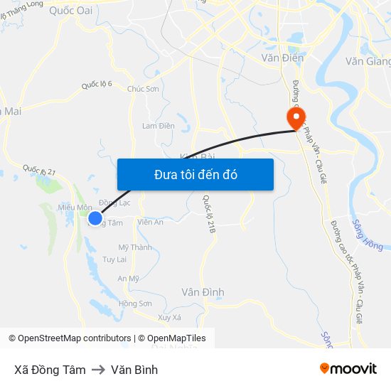 Xã Đồng Tâm to Văn Bình map