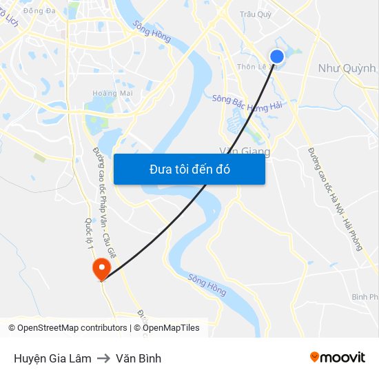 Huyện Gia Lâm to Văn Bình map