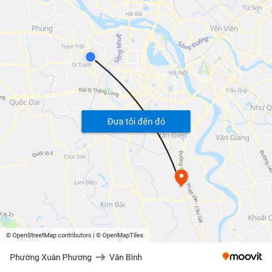Phường Xuân Phương to Văn Bình map