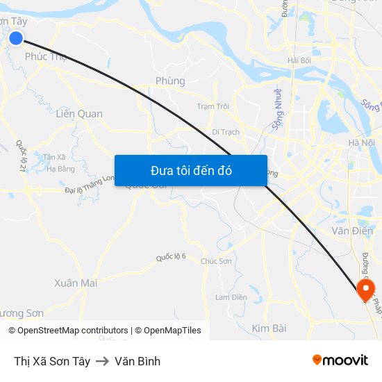 Thị Xã Sơn Tây to Văn Bình map