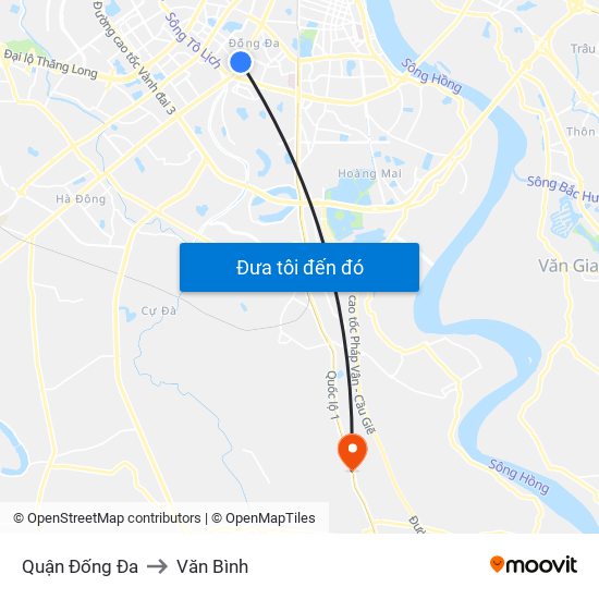 Quận Đống Đa to Văn Bình map