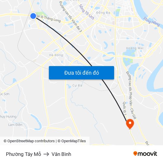 Phường Tây Mỗ to Văn Bình map