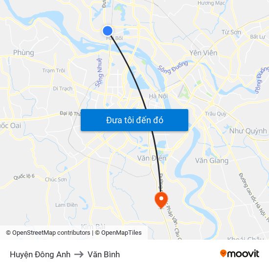 Huyện Đông Anh to Văn Bình map