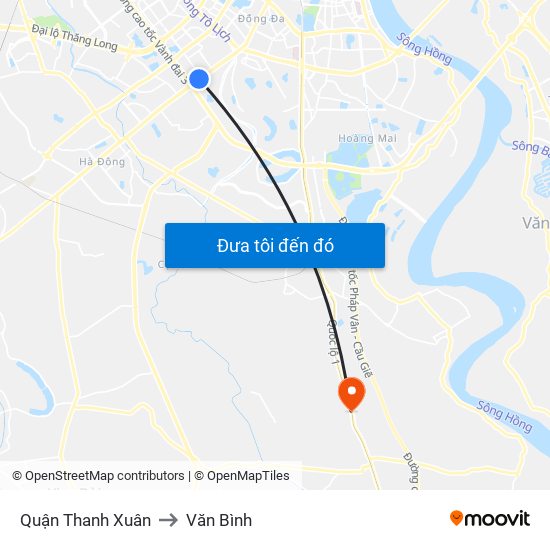 Quận Thanh Xuân to Văn Bình map