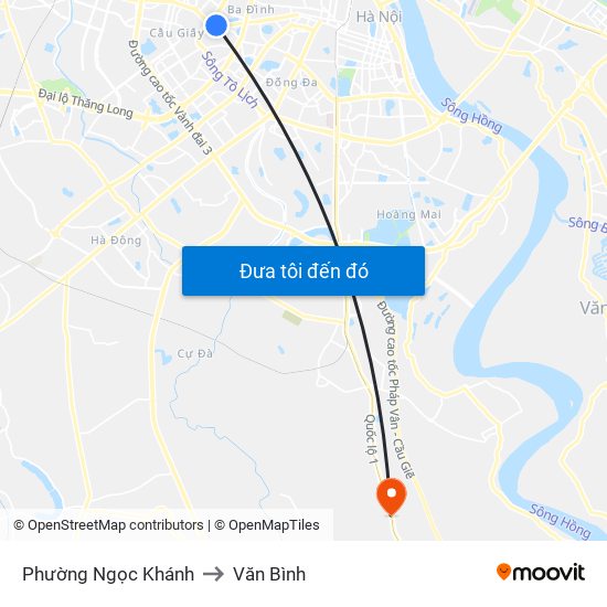 Phường Ngọc Khánh to Văn Bình map