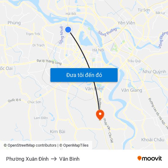 Phường Xuân Đỉnh to Văn Bình map