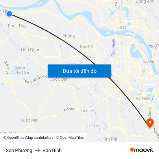 Sen Phương to Văn Bình map