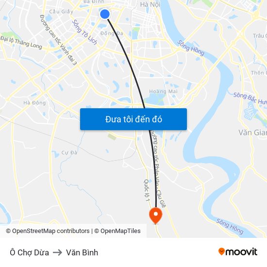 Ô Chợ Dừa to Văn Bình map