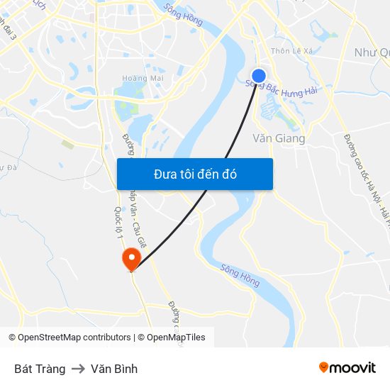 Bát Tràng to Văn Bình map