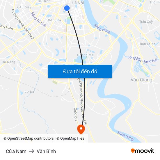 Cửa Nam to Văn Bình map