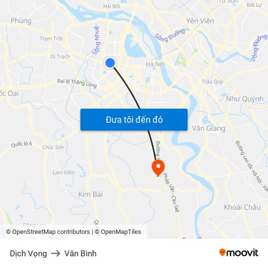 Dịch Vọng to Văn Bình map