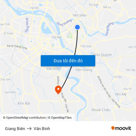 Giang Biên to Văn Bình map