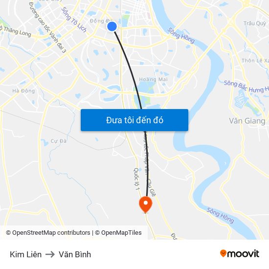 Kim Liên to Văn Bình map