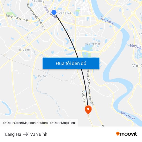 Láng Hạ to Văn Bình map