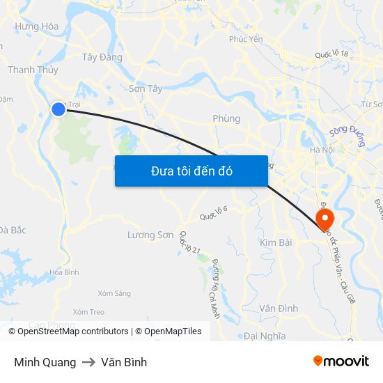 Minh Quang to Văn Bình map