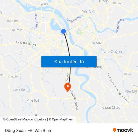 Đồng Xuân to Văn Bình map