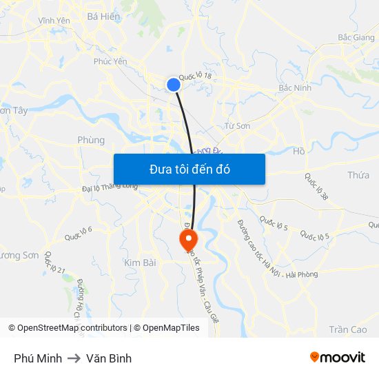 Phú Minh to Văn Bình map