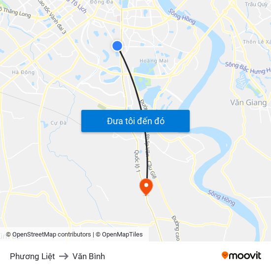 Phương Liệt to Văn Bình map