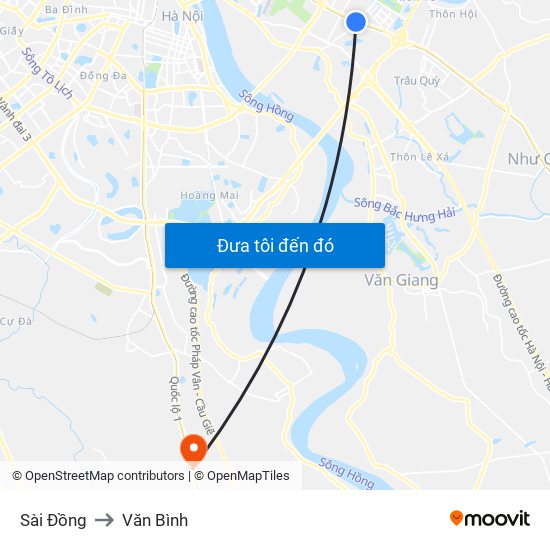 Sài Đồng to Văn Bình map