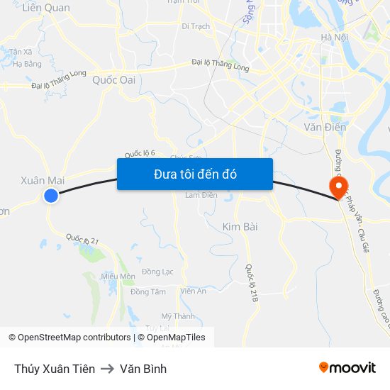 Thủy Xuân Tiên to Văn Bình map