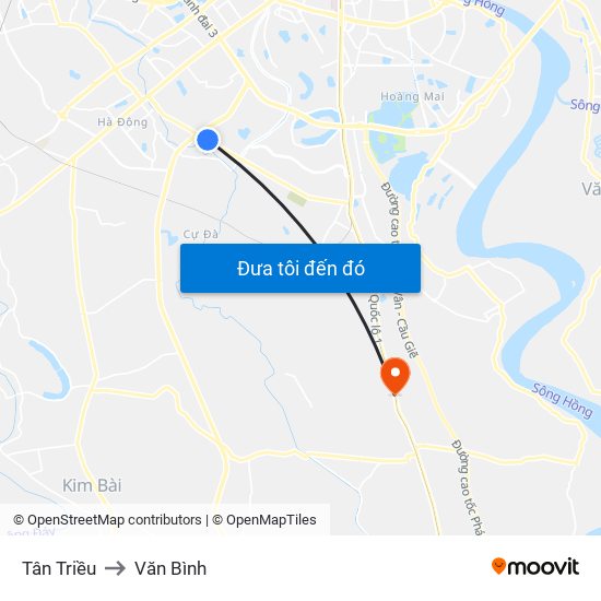 Tân Triều to Văn Bình map