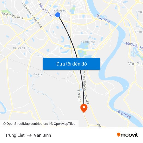 Trung Liệt to Văn Bình map