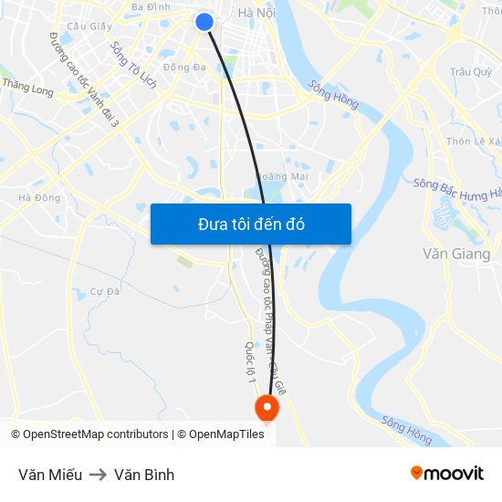 Văn Miếu to Văn Bình map