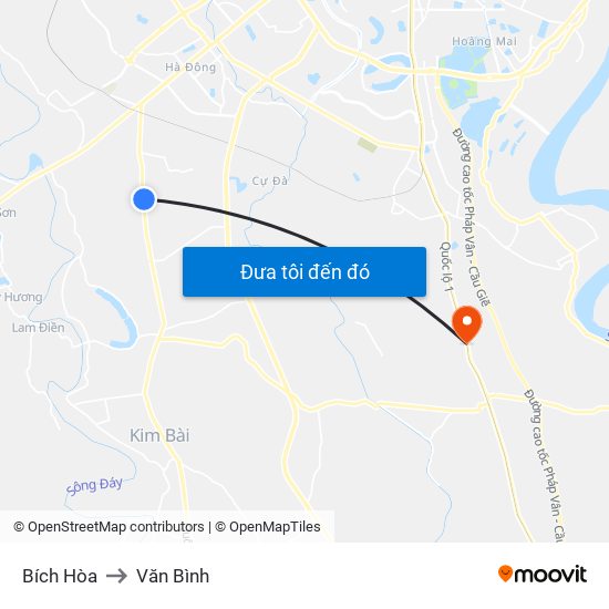 Bích Hòa to Văn Bình map