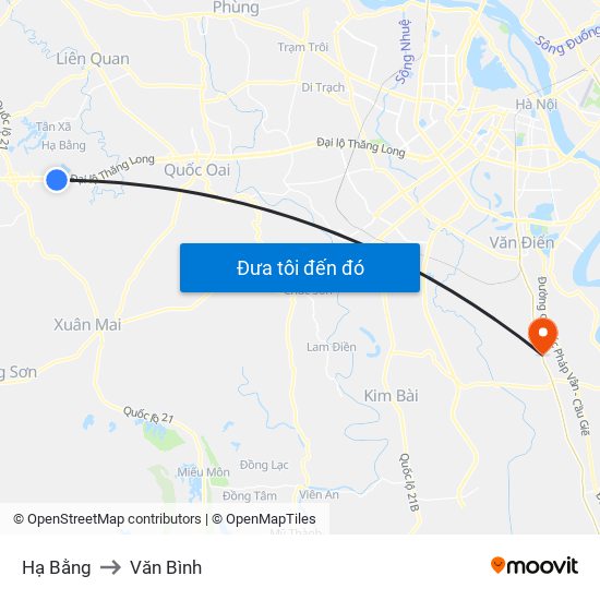 Hạ Bằng to Văn Bình map