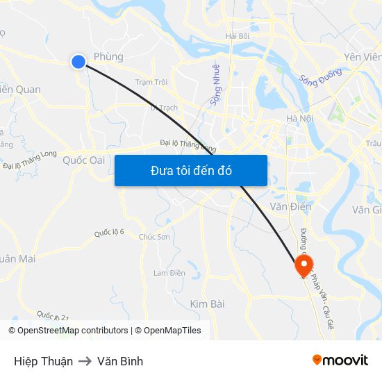 Hiệp Thuận to Văn Bình map
