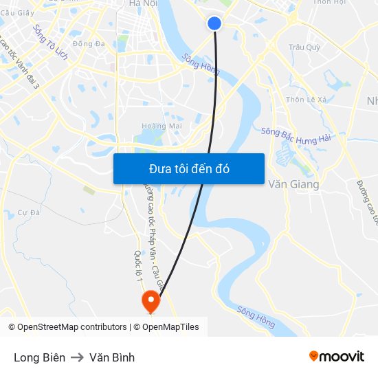 Long Biên to Văn Bình map