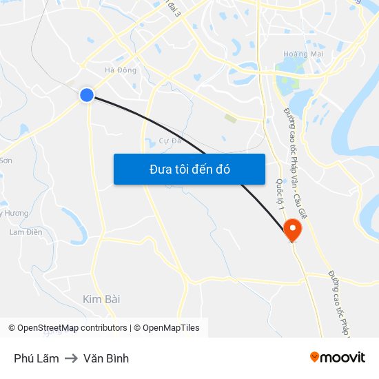 Phú Lãm to Văn Bình map