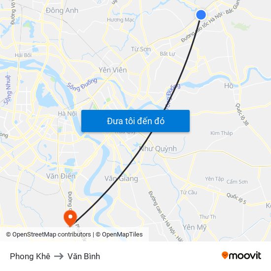 Phong Khê to Văn Bình map