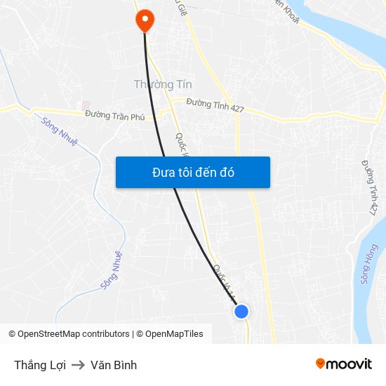 Thắng Lợi to Văn Bình map