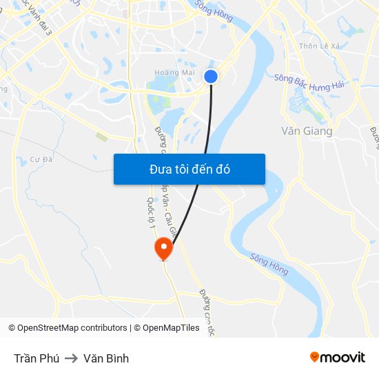 Trần Phú to Văn Bình map