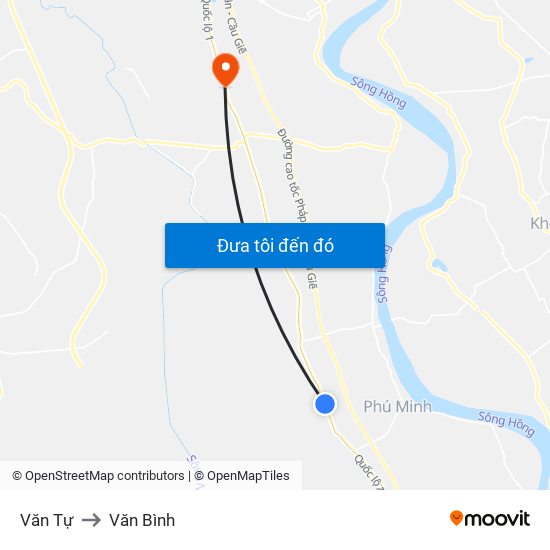 Văn Tự to Văn Bình map