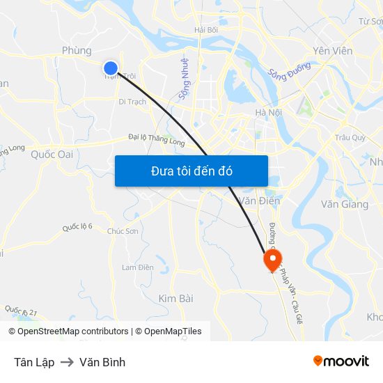 Tân Lập to Văn Bình map