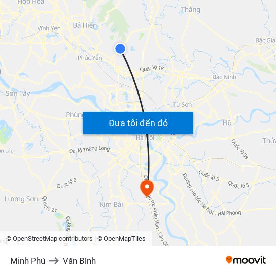 Minh Phú to Văn Bình map