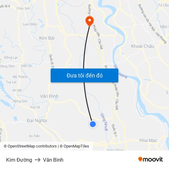Kim Đường to Văn Bình map