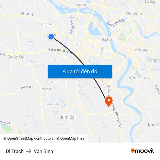 Di Trạch to Văn Bình map