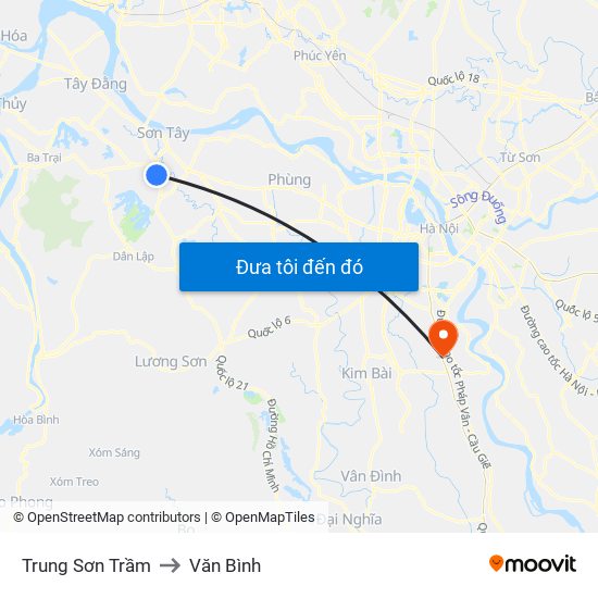 Trung Sơn Trầm to Văn Bình map