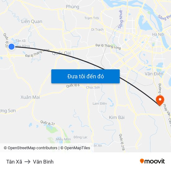 Tân Xã to Văn Bình map