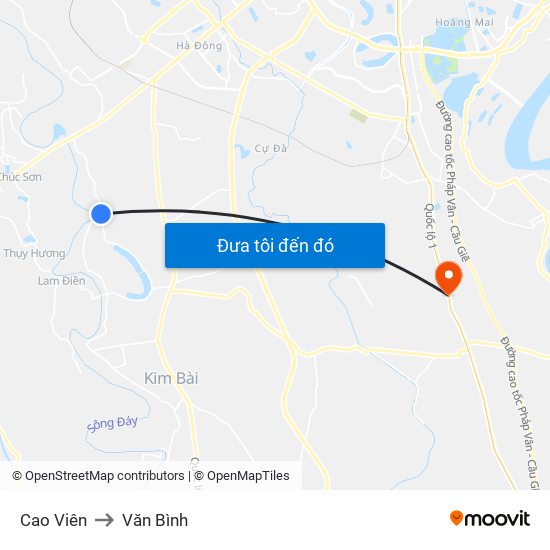 Cao Viên to Văn Bình map