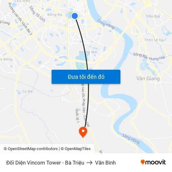 Đối Diện Vincom Tower - Bà Triệu to Văn Bình map