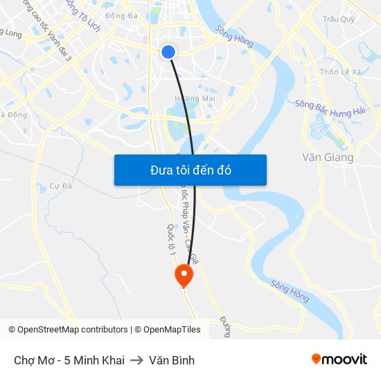Chợ Mơ - 5 Minh Khai to Văn Bình map