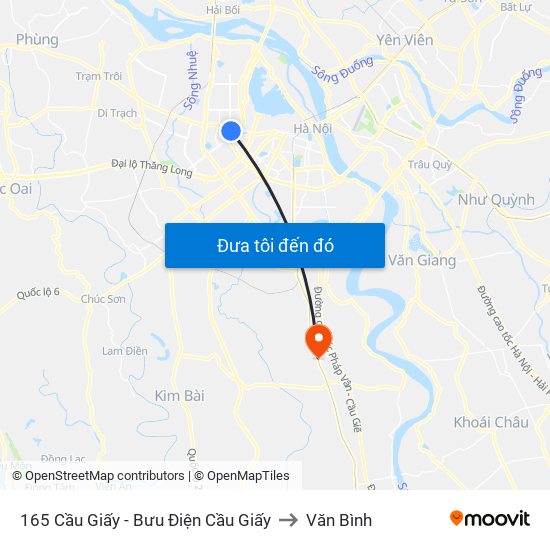 165 Cầu Giấy - Bưu Điện Cầu Giấy to Văn Bình map