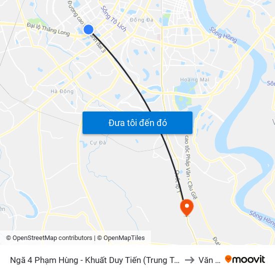 Ngã 4 Phạm Hùng - Khuất Duy Tiến (Trung Tâm Hội Nghị Quốc Gia) to Văn Bình map