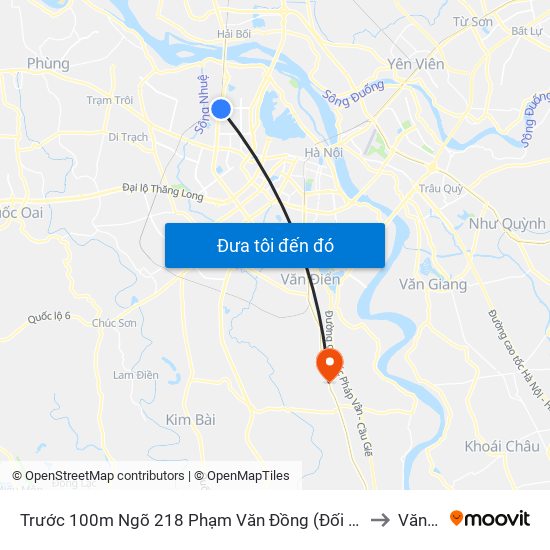 Trước 100m Ngõ 218 Phạm Văn Đồng (Đối Diện Công Viên Hòa Bình) to Văn Bình map