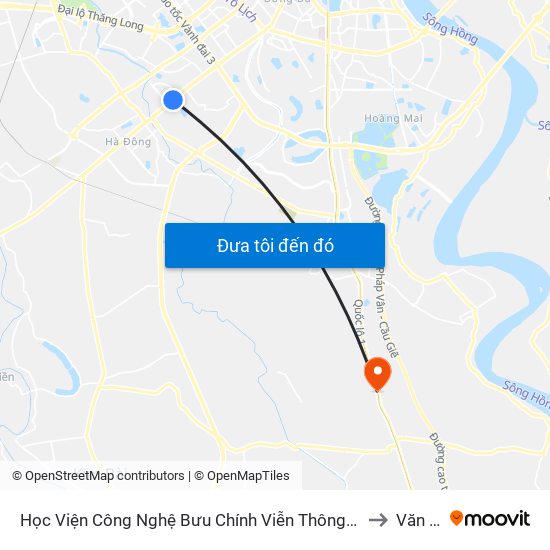 Học Viện Công Nghệ Bưu Chính Viễn Thông - Trần Phú (Hà Đông) to Văn Bình map